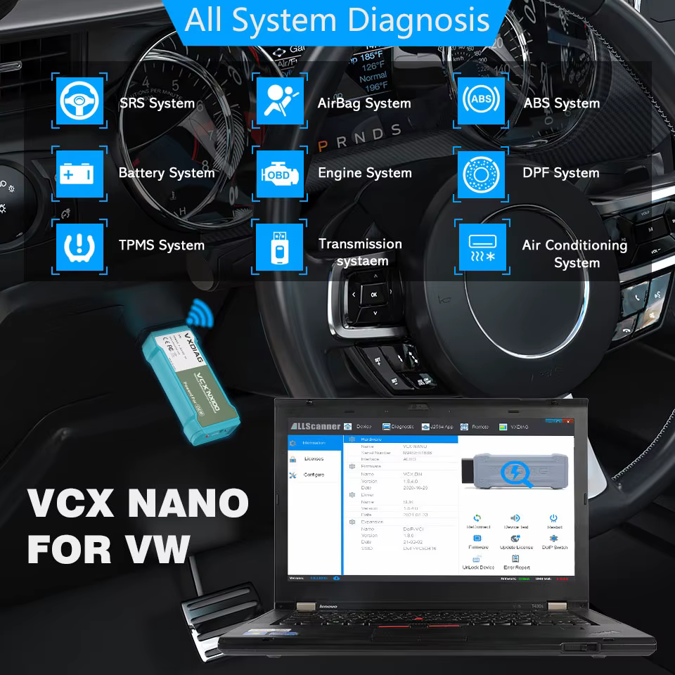 VXDIAG VCX NANO pour outil de Diagnostic VW NX100 Scanner OBD2 pour Audi pour Skoda pour Seat J2534 programmation lecteur de Code de codage ECU