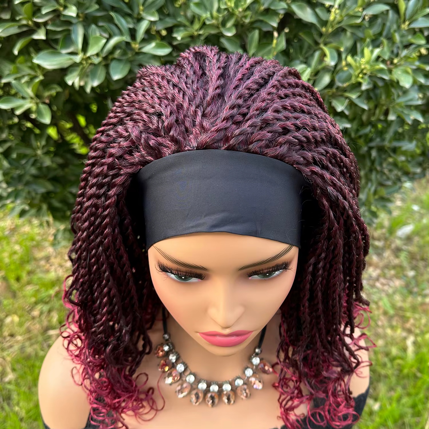Perruque Bob Synthétique Tressée Courte pour Femme Noire, Boîte, Sauna