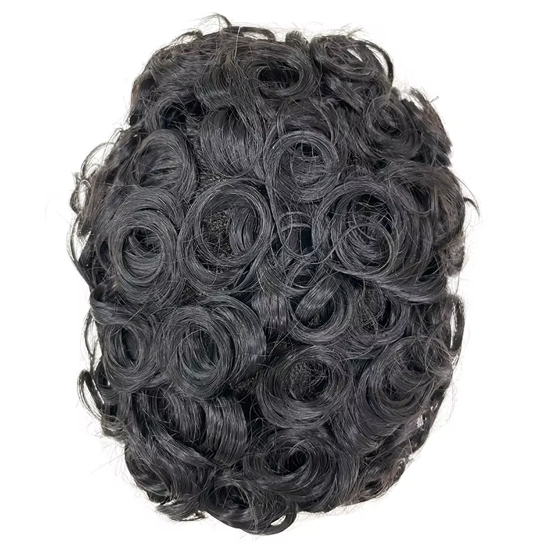 Perruque de cheveux humains indiens bouclés Mono NPU