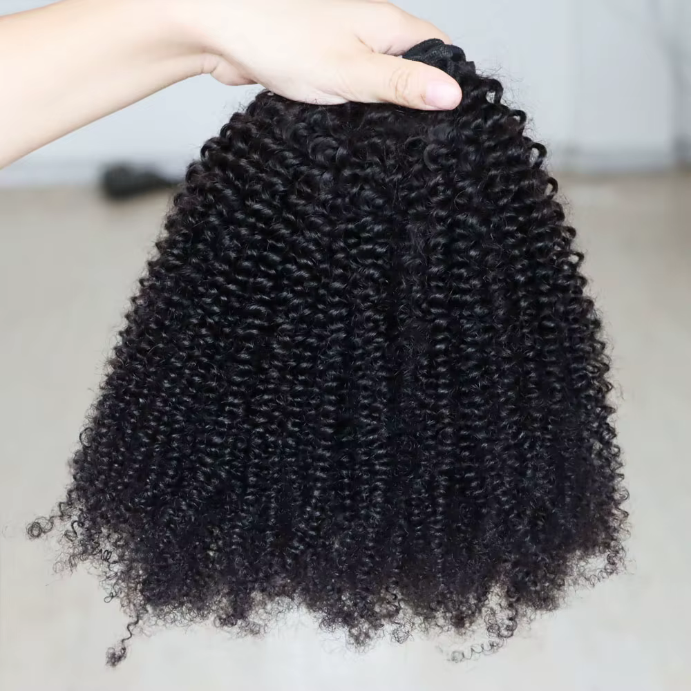 Afro crépus bouclés trame 100% Extensions de cheveux humains 3B 3C naturel noir