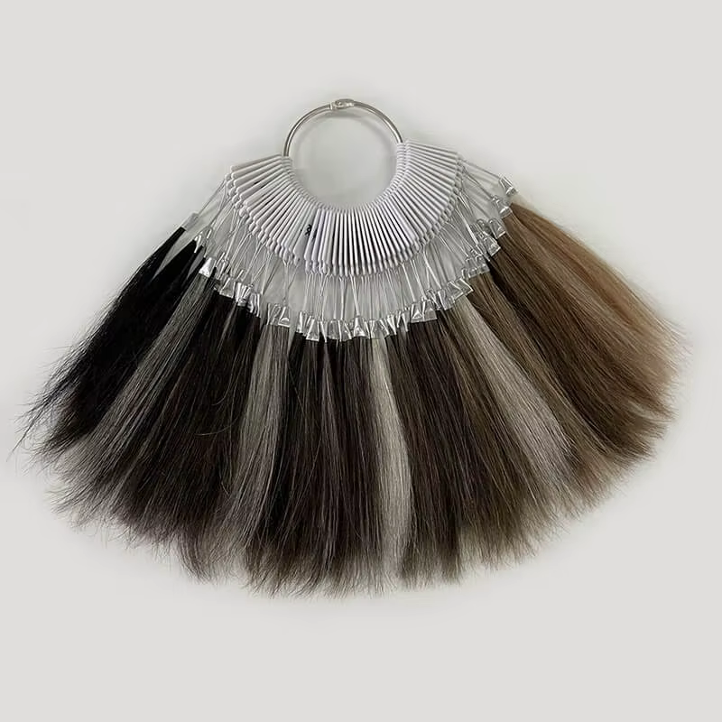 Anneau de couleur de cheveux humains de 61 couleurs pour le salon de toupet des hommes