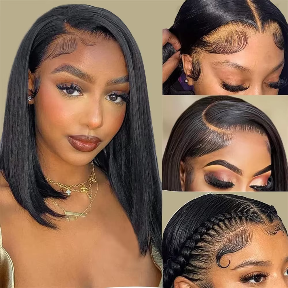 Perruques Lace Frontal Bob en Cheveux Humains Vierges Bruts 100% Naturels
