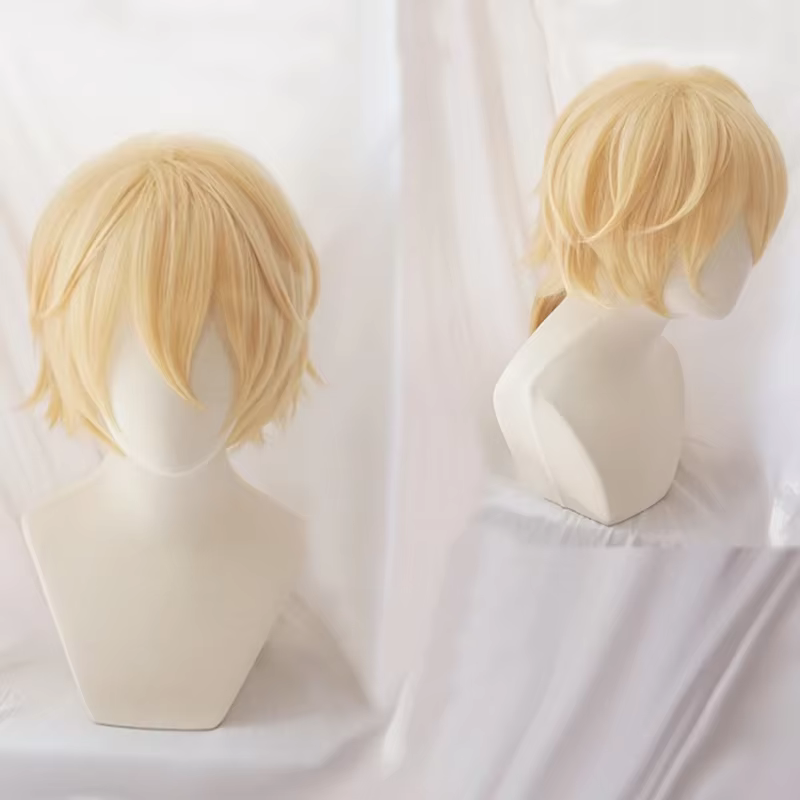 Anime haute qualité Rin Len Cosplay perruque courte Blonde résistant à la chaleur cheveux synthétiques