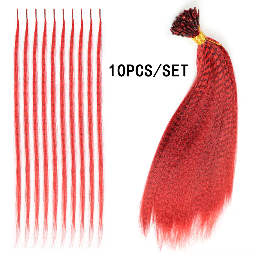LISI GIRL Extensions de cheveux synthétiques en plumes colorées 16 pouces 10 pièces/pack bleu violet pour les femmes