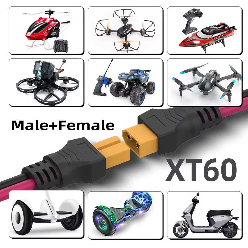 Câble d'extension XT60 12AWG XT60 vers XT60, avec connecteurs mâles à femelles, adapté à la batterie de télécommande de panneau solaire