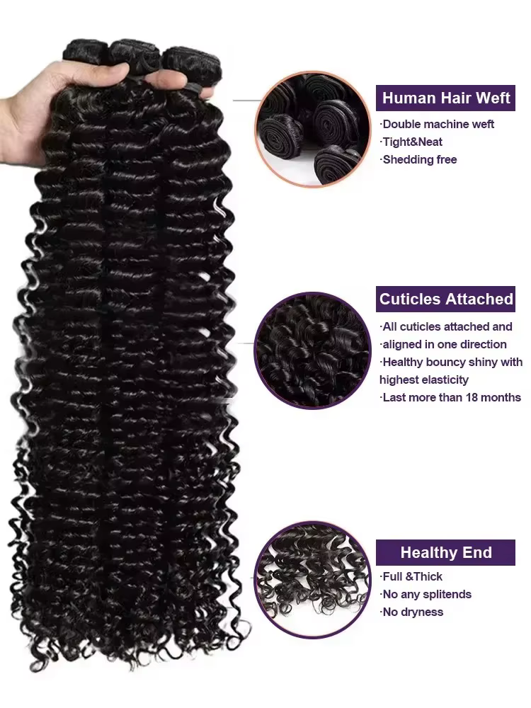 Lots de Cheveux Humains Ondulés Profonds (Loose Deep Wave) de 32