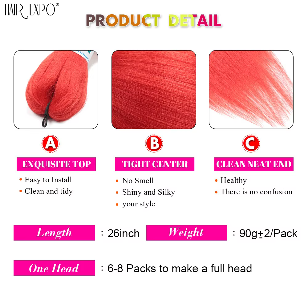 Extensions capillaires synthétiques colorées pré-étirées