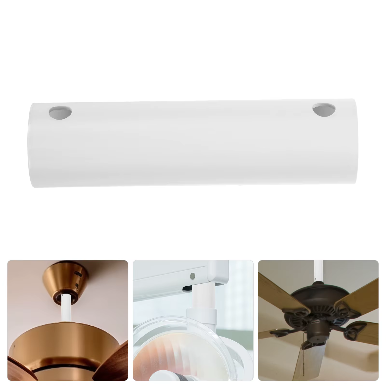 Extension de tige de ventilateur de plafond blanche de 10 cm, tige d'extension universelle de remplacement pour ventilateur, tige en métal durable pour l'amélioration de la maison