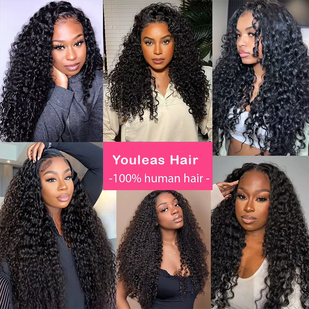 Extensions de cheveux bouclés à clipser, couleur noir naturel, pour femmes, cheveux brésiliens, pointes en spirale, 100% cheveux humains