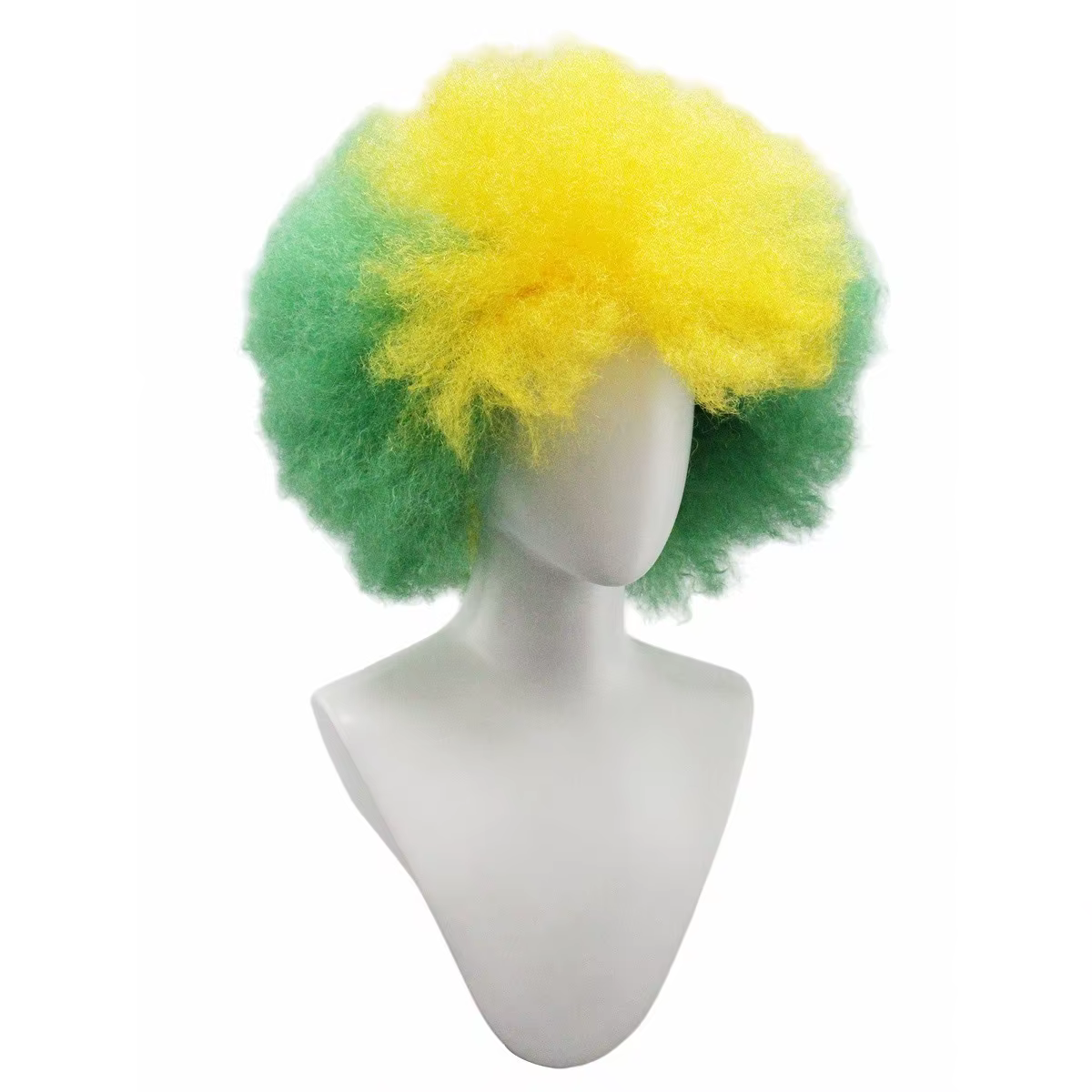 Perruque synthétique bouclée afro jaune-vert