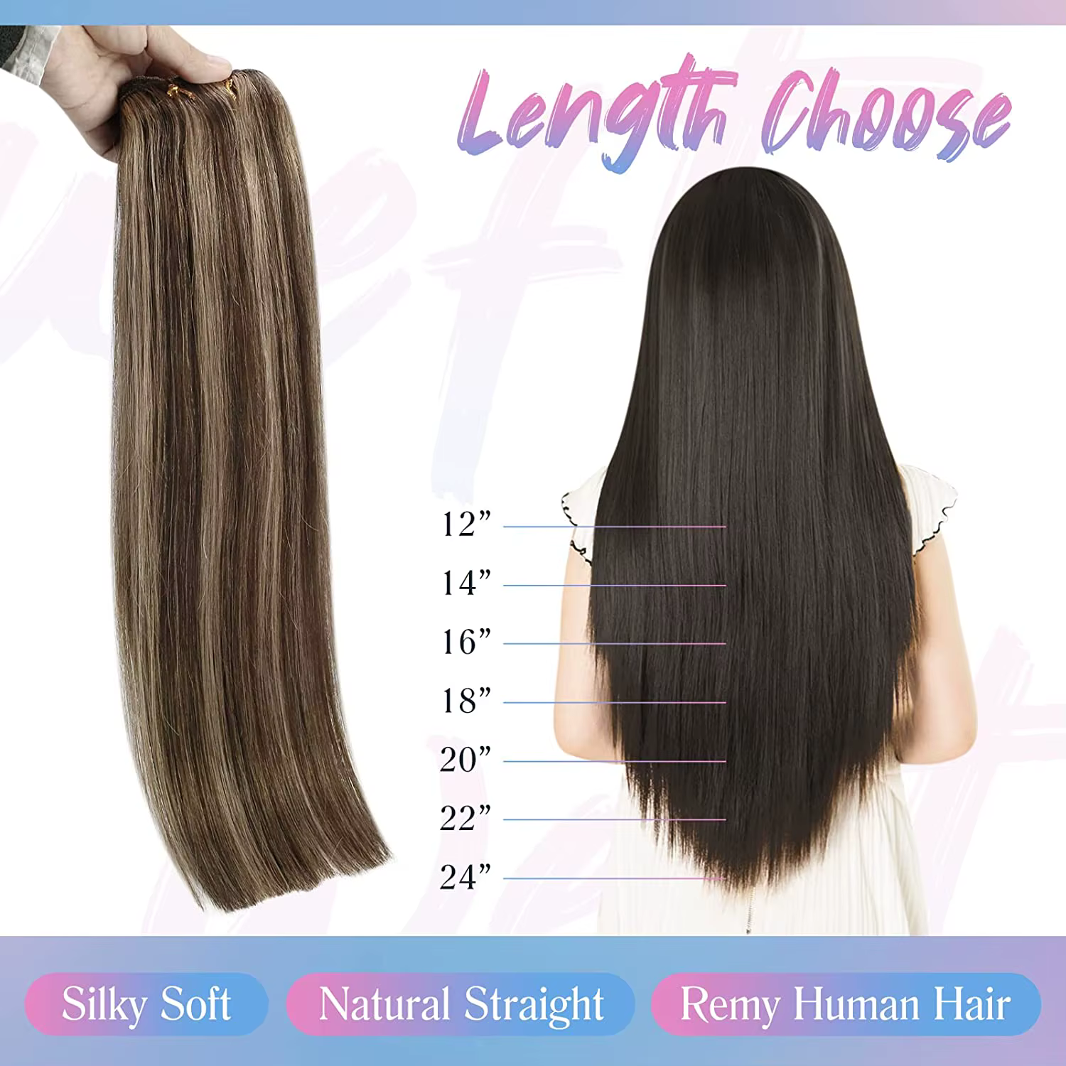 Trame Extensions de cheveux réel