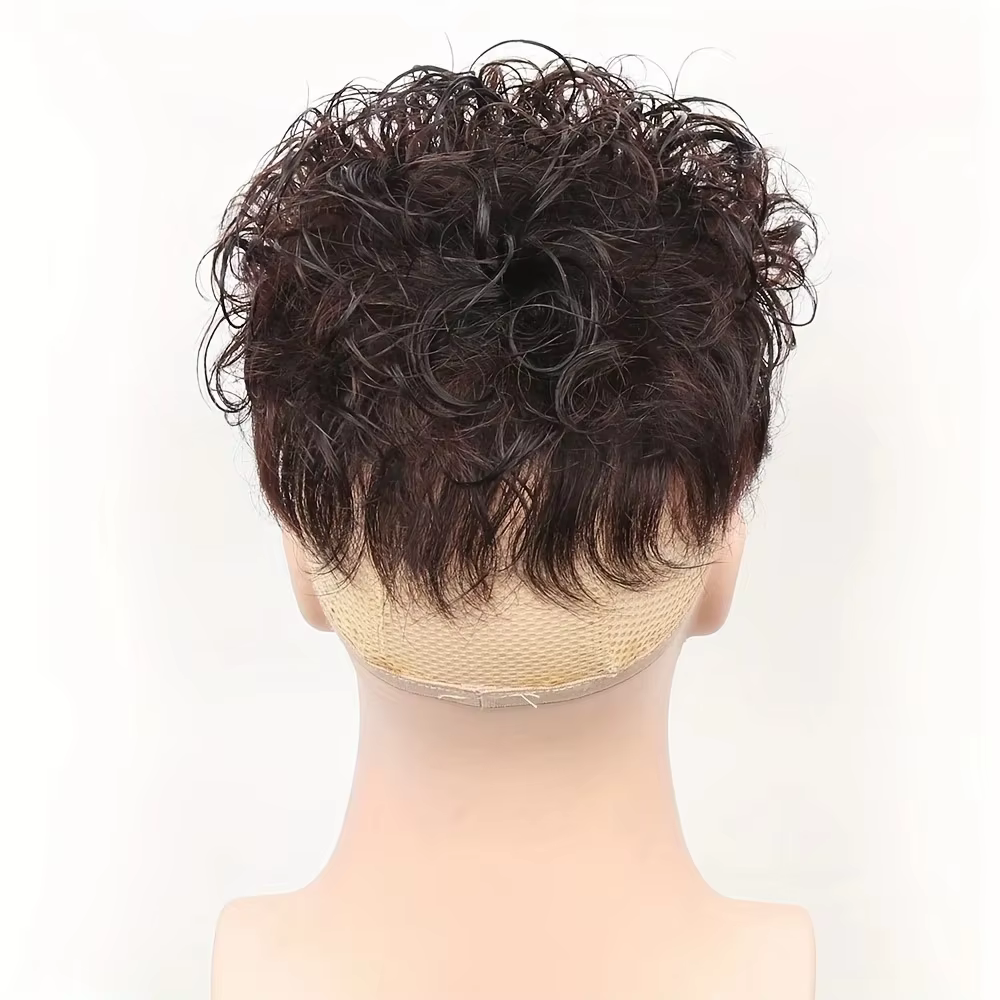 Perruque courte ondulée bouclée 100% cheveux humains pour hommes
