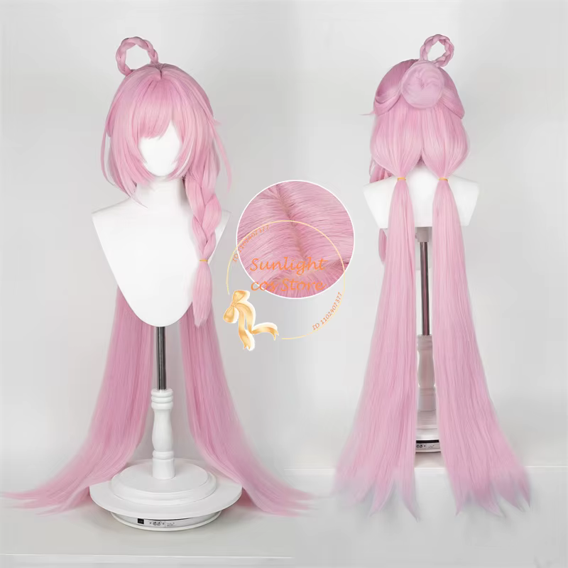 Perruque Cosplay Longue Rose avec Frange