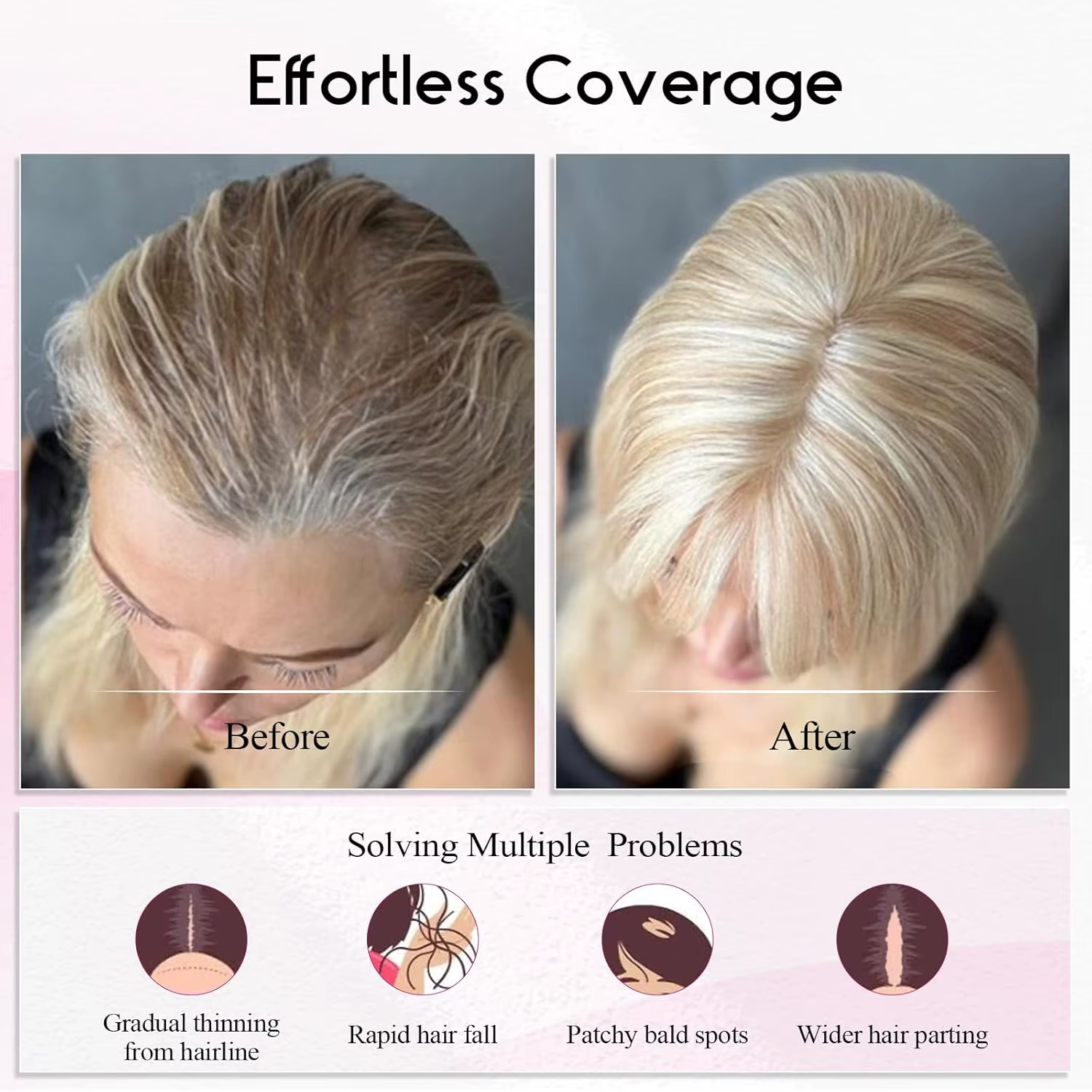 Extensions de cheveux humains blonds mélangés bruns avec frange