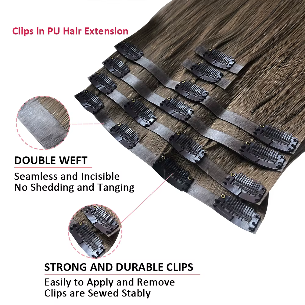 Ali Queen cheveux brésilien pince droite en PU Extensions