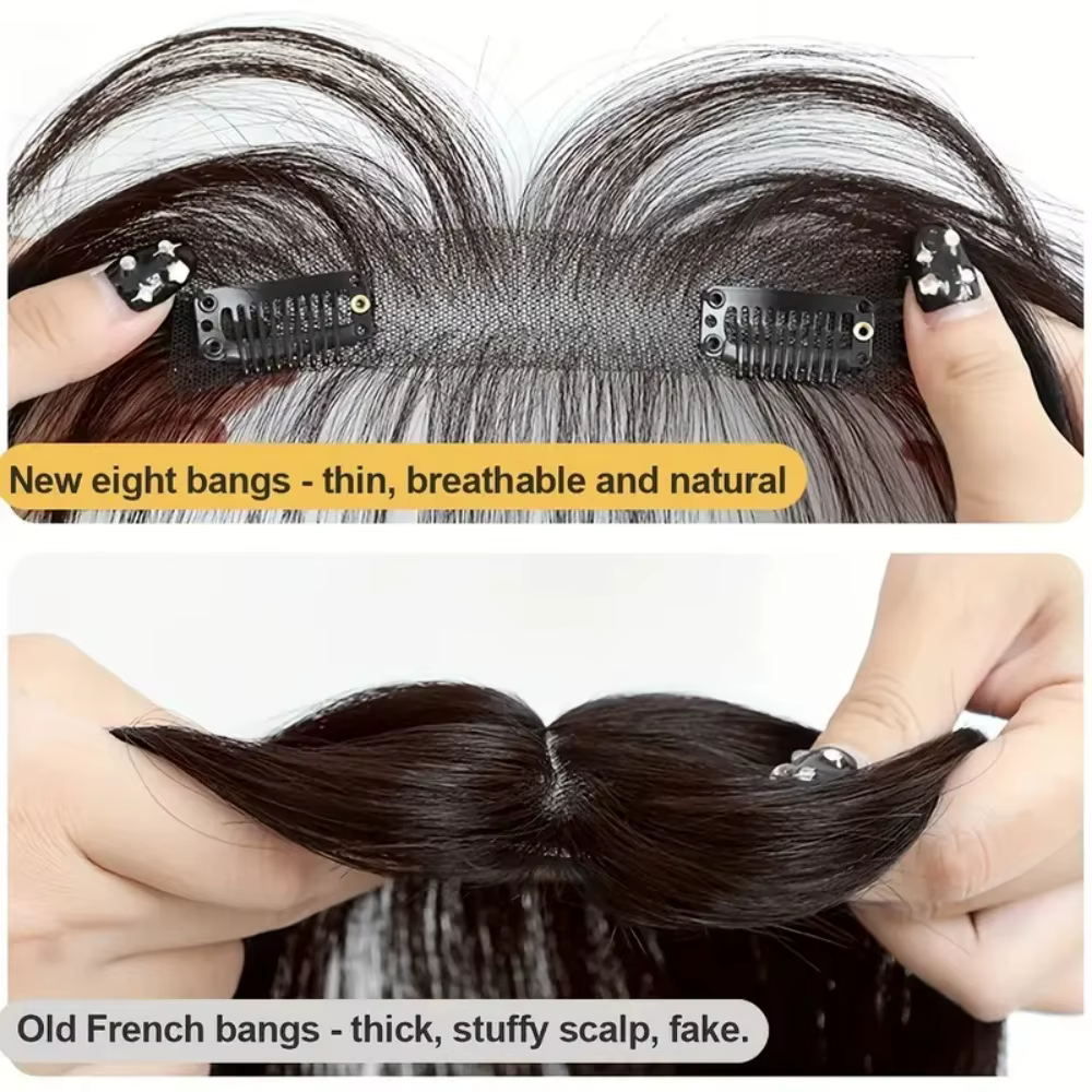 Frange à clipser en cheveux humains 3D avec favoris pour un usage quotidien - Extensions