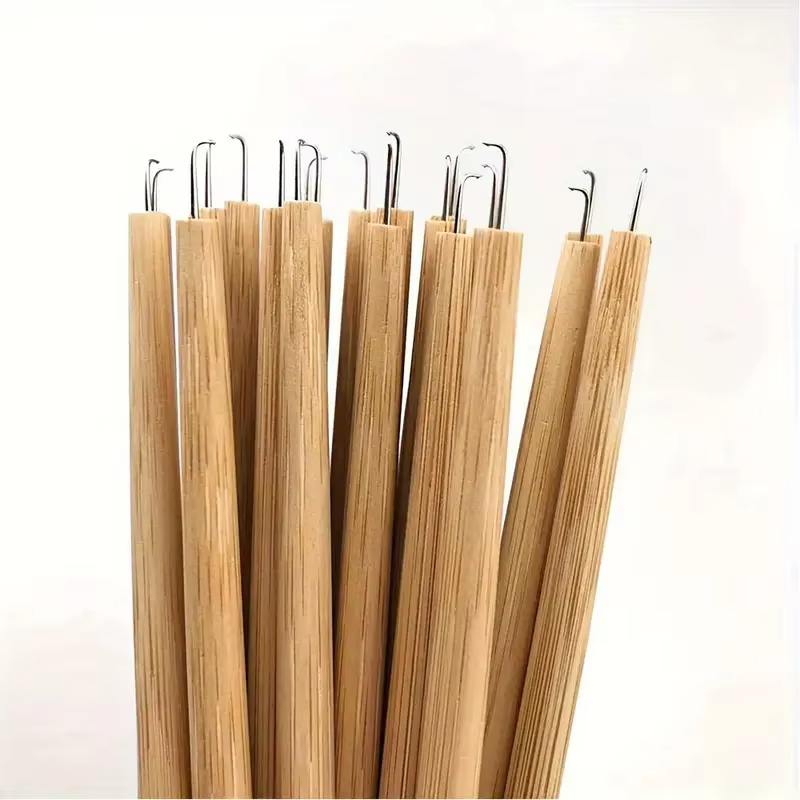 Lot de 4 aiguilles de ventilation pour perruques avec manches en bois