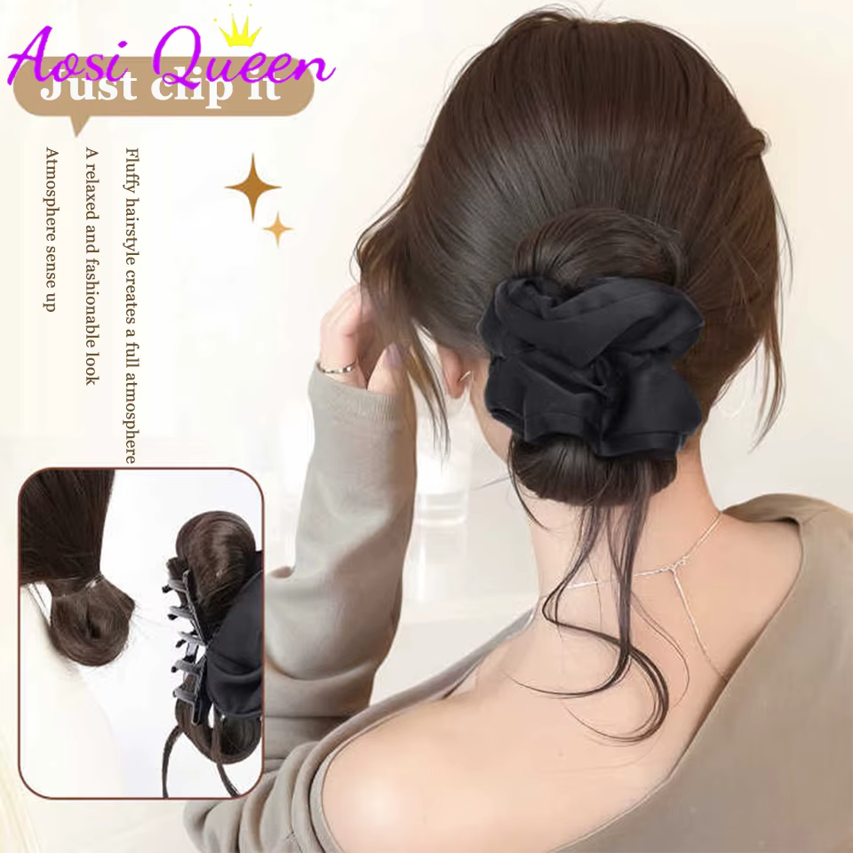 AOSIQUEEN Chignon synthétique en satin avec pince à cheveux