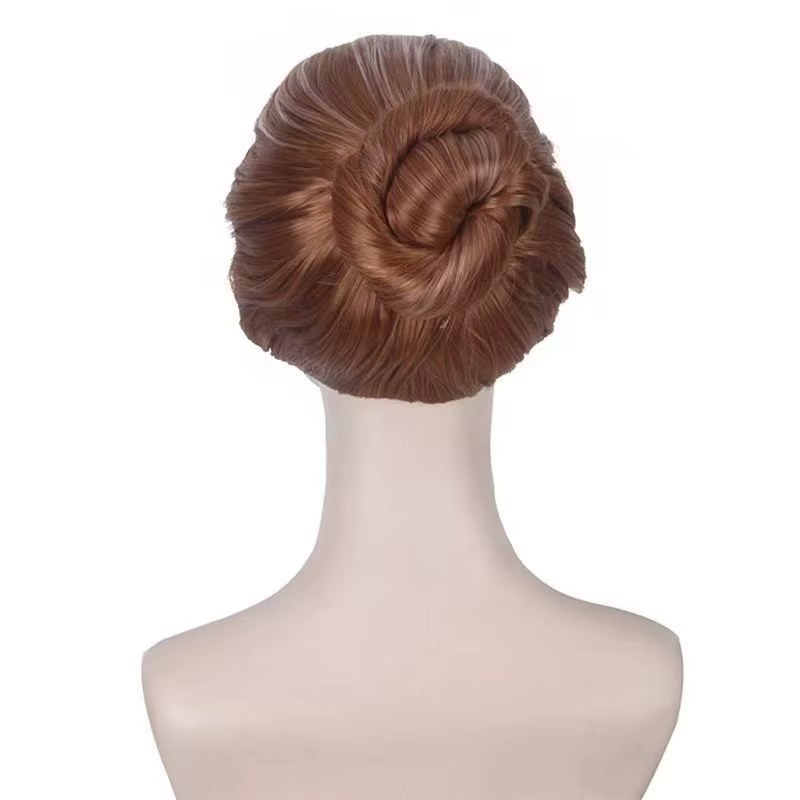 Perruque de cosplay Anna, perruque synthétique de princesse anime avec chignon, perruque mignonne pour fille, fibre résistante à la chaleur de haute qualité, pour fête d'Halloween
