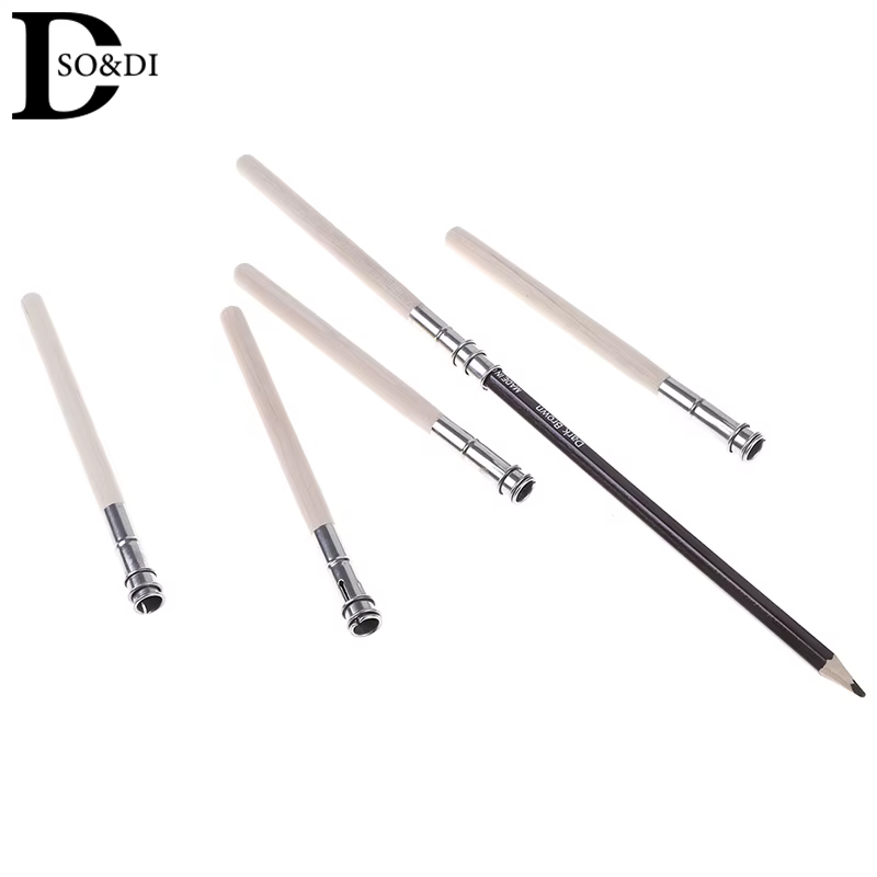 Prolongateur de crayon en bois réglable, support d'allongement, outil de peinture et de dessin, utilisation pratique, 5 pièces