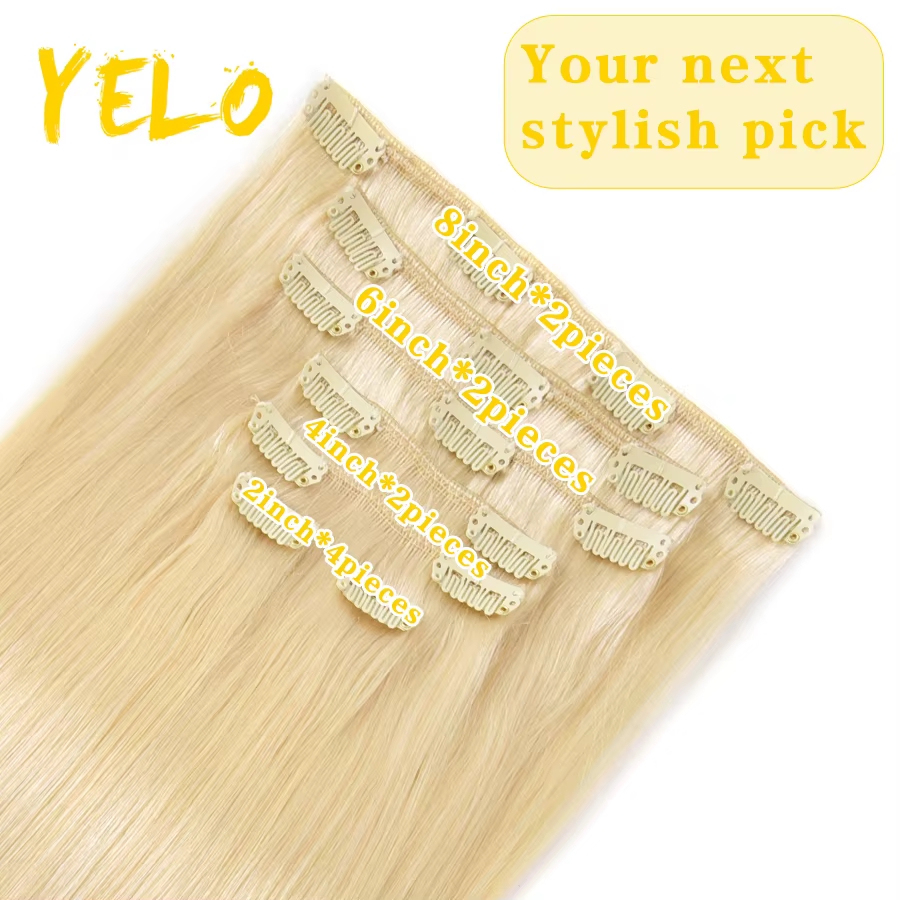 Ymir14-Extensions de cheveux humains à clipser