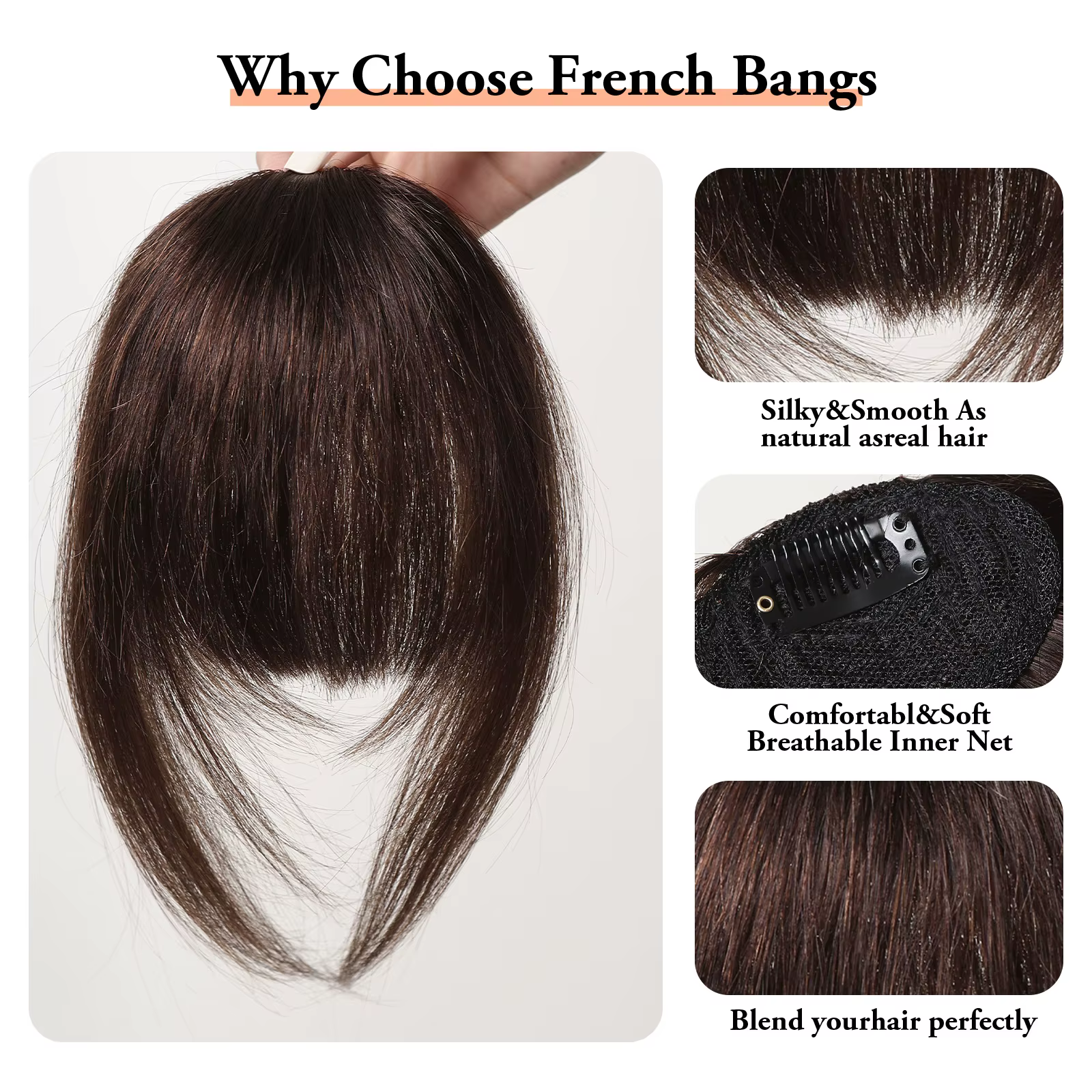 Pince à cheveux en frange 100% extension