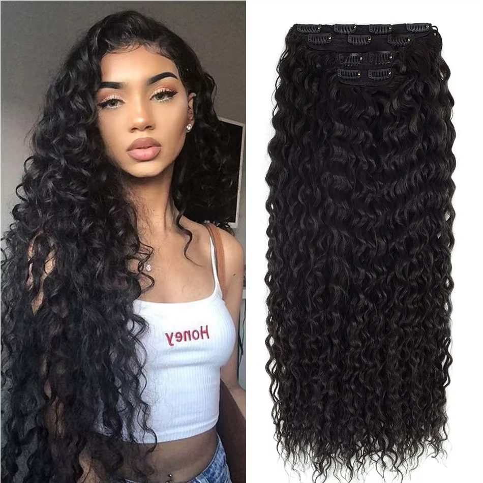 Extension synthétique bouclée crépue à clips pour femmes
