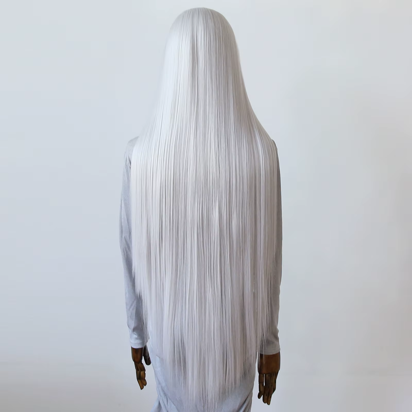 Perruque Lace Front Wig synthétique blanche argentée