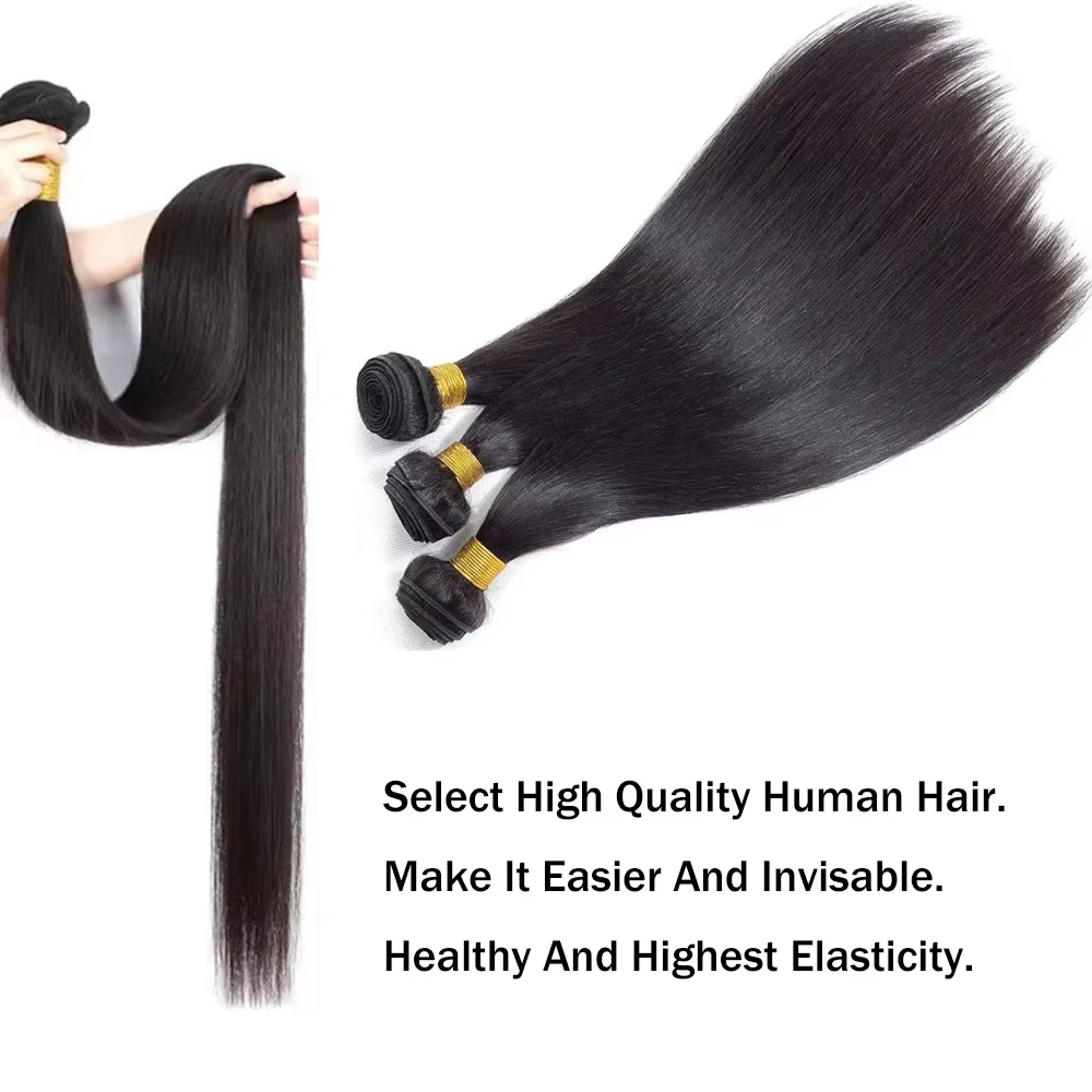 Extensions de cheveux humains lisses et épaisses de 26