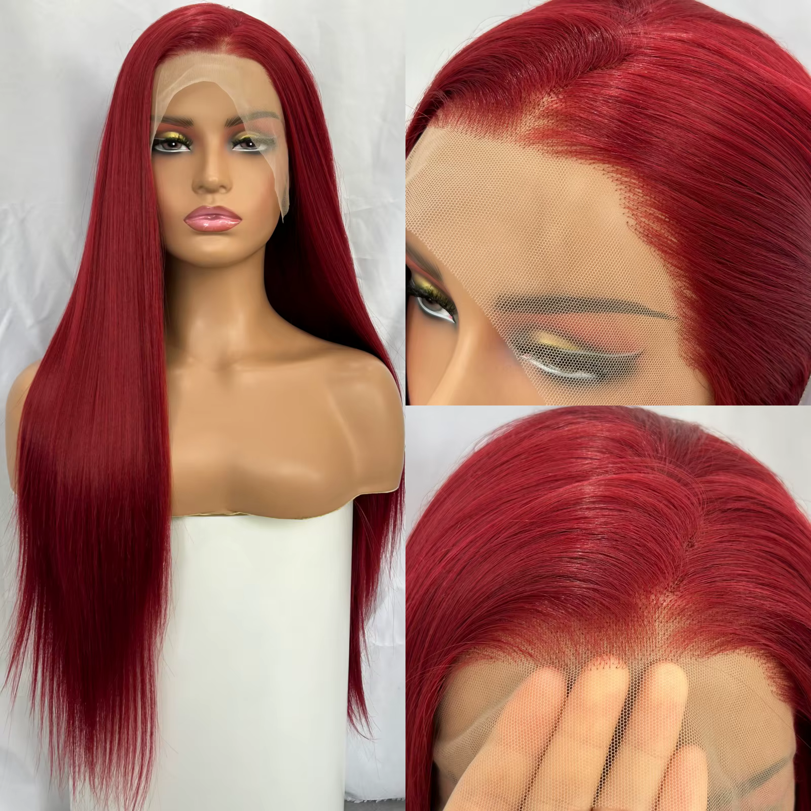 Perruque Lace Front Wig synthétique bordeaux 99J