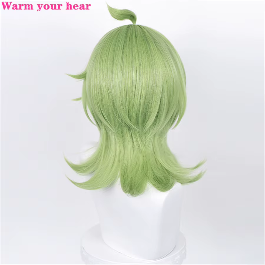Perruque de Cosplay longue de 55cm avec faux cuir chevelu vert