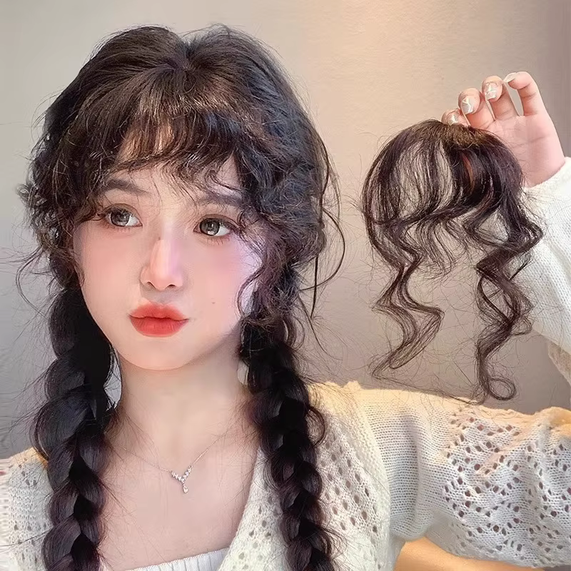 Extension de cheveux bouclés à frange d'air