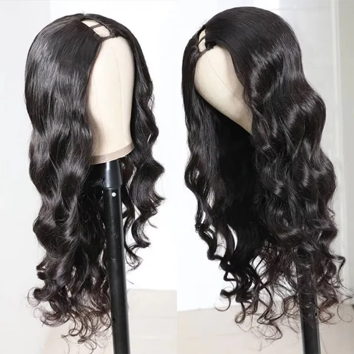 Perruque V Part Body Wave en cheveux humains, version améliorée, sans colle, pour débutantes, à clips, sans besoin de laisser de cheveux apparents, sans colle, sans couture, densité 250%