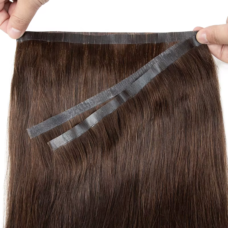 Trame de bande naturelle sans couture, longue bande de trame de peau en PU dans les Extensions humaines, sans colle, cheveux fins, faisceaux de trame longs de 80cm