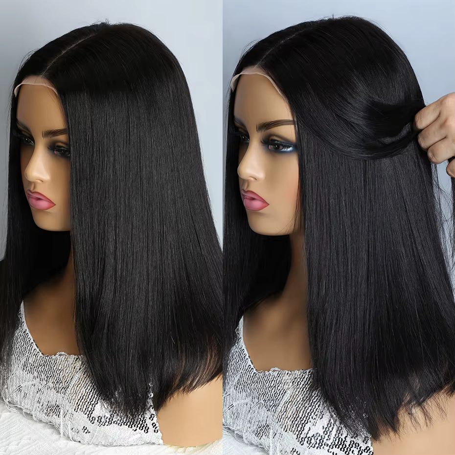 Perruques Courtes Bob en Cheveux Humains Naturels Vietnamiens 250% Haute Densité