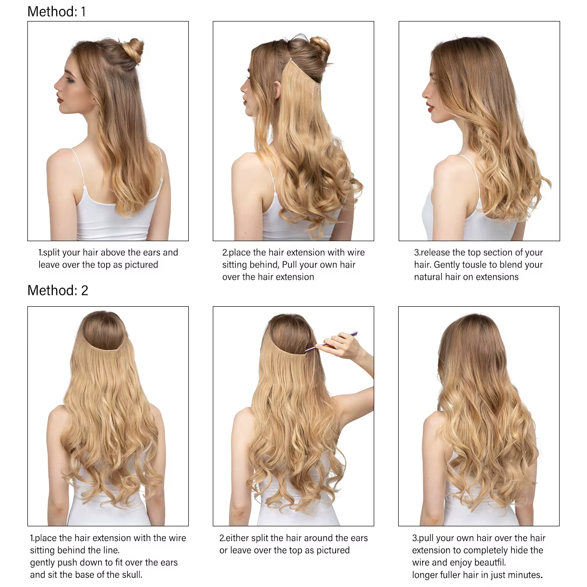 Extensions capillaires synthétiques ondulées sans Clip