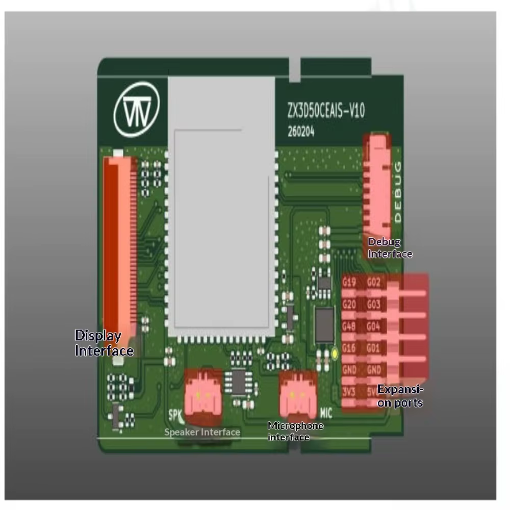 Carte de développement vocale IA ESP32 S3 ZX3D50CEAIS PCBA Cloud pour la carte de développement Cloud