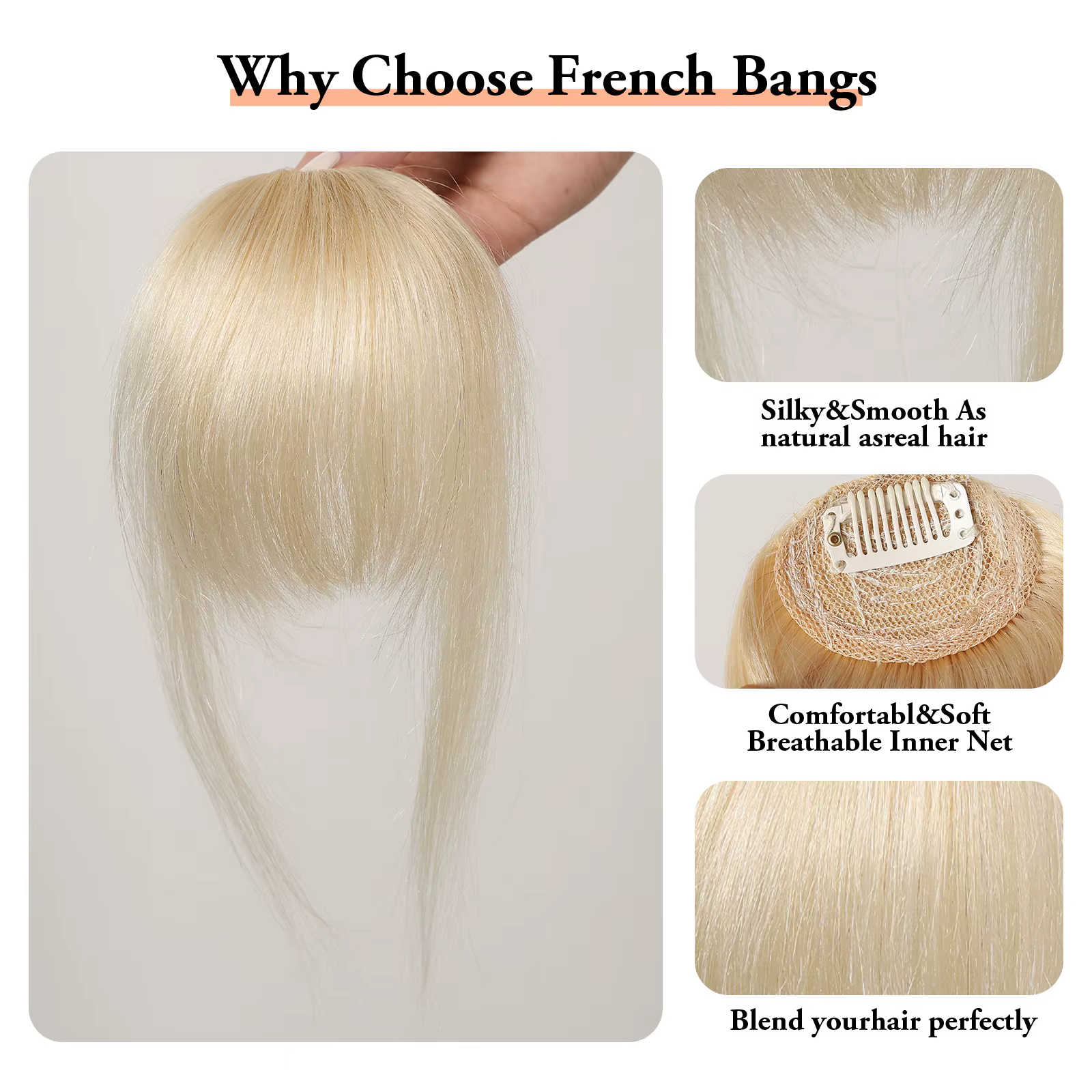 100% cheveux humains frange Clips dans Air