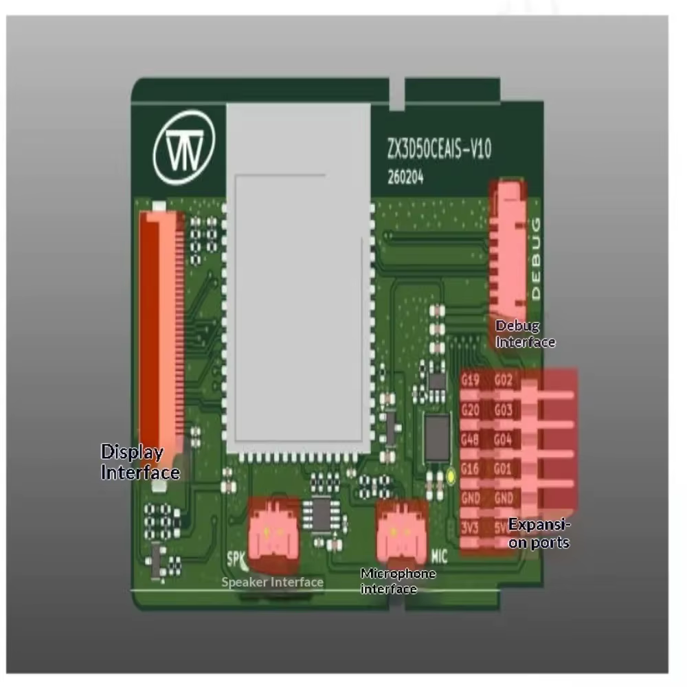 Carte de développement vocal IA ESP32 S3 Cloud ZX3D50CEAIS PCBA pour la développement cloud