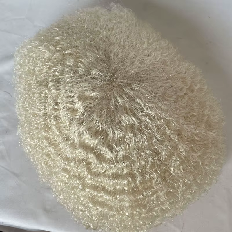 Prothèse capillaire homme Afro Kinky Curly 100% cheveux humains