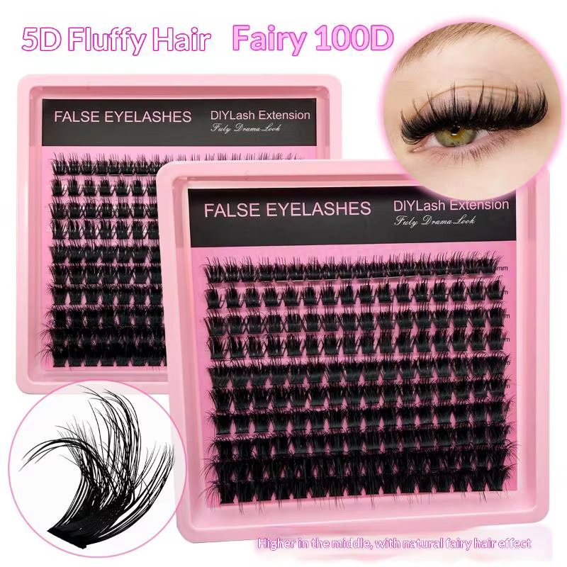 Extensions de cils en grappes 10 rangées 140 boucles épaisses et volumineuses 8-16mm mixtes effet naturel individuelles pour maquillage DIY Kit beauté
