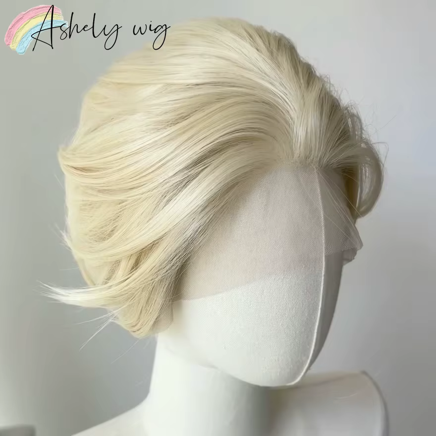 Perruque Lace Front Wig synthétique courte Blonde pour hommes