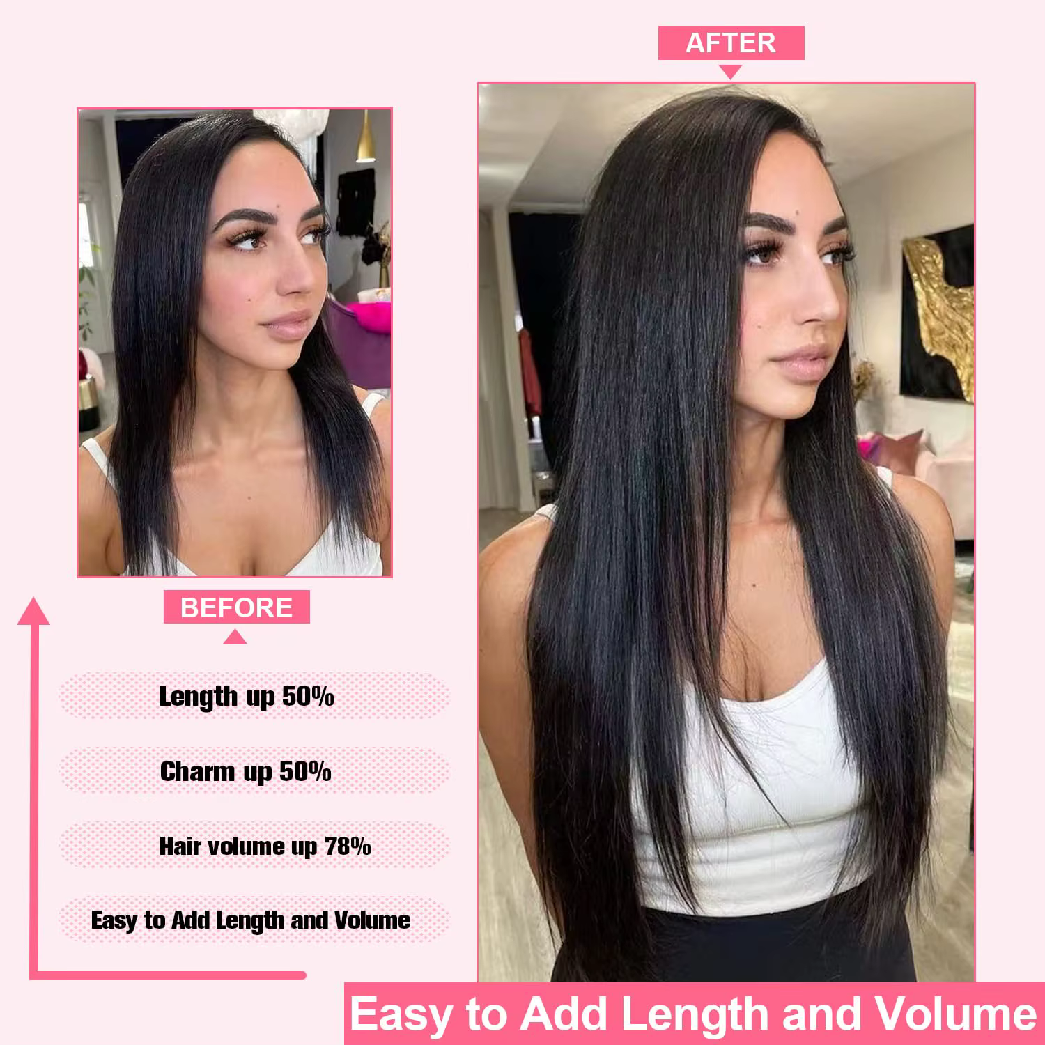 Extensions de cheveux à clips de 18/20/22 pouces