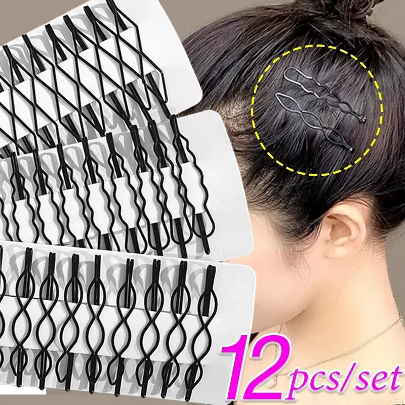 Épingles à cheveux noires ondulées