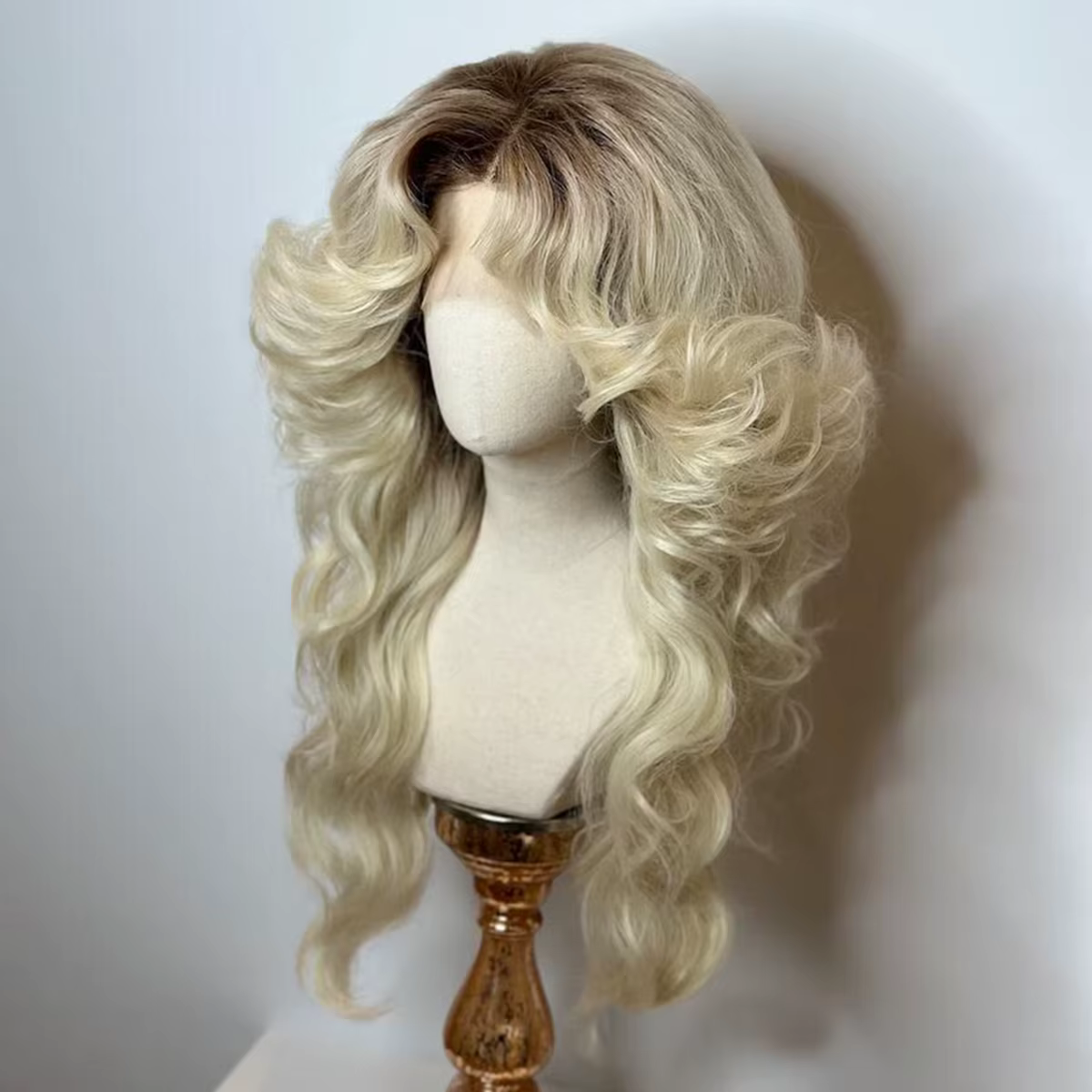 Femmes 70s HD dentelle fermeture 5*5 perruque ombre Blonde grande vague de corps Disco chanteur