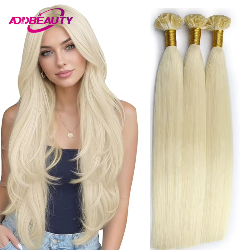 Extensions de cheveux humains à pointe en U