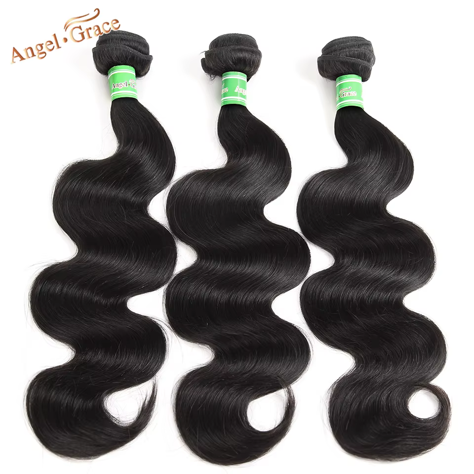 ANGEL GRACE cheveux brésiliens vague de corps 1/3/4 pièces paquets 100% Remy cheveux humains couleur naturelle 8-28 pouces vague paquets Extension 100g