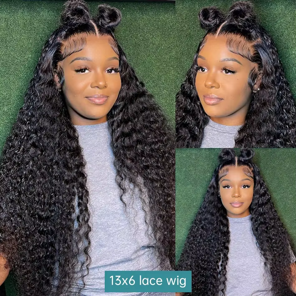 Perruques en cheveux humains bouclés malaisiens 13x6