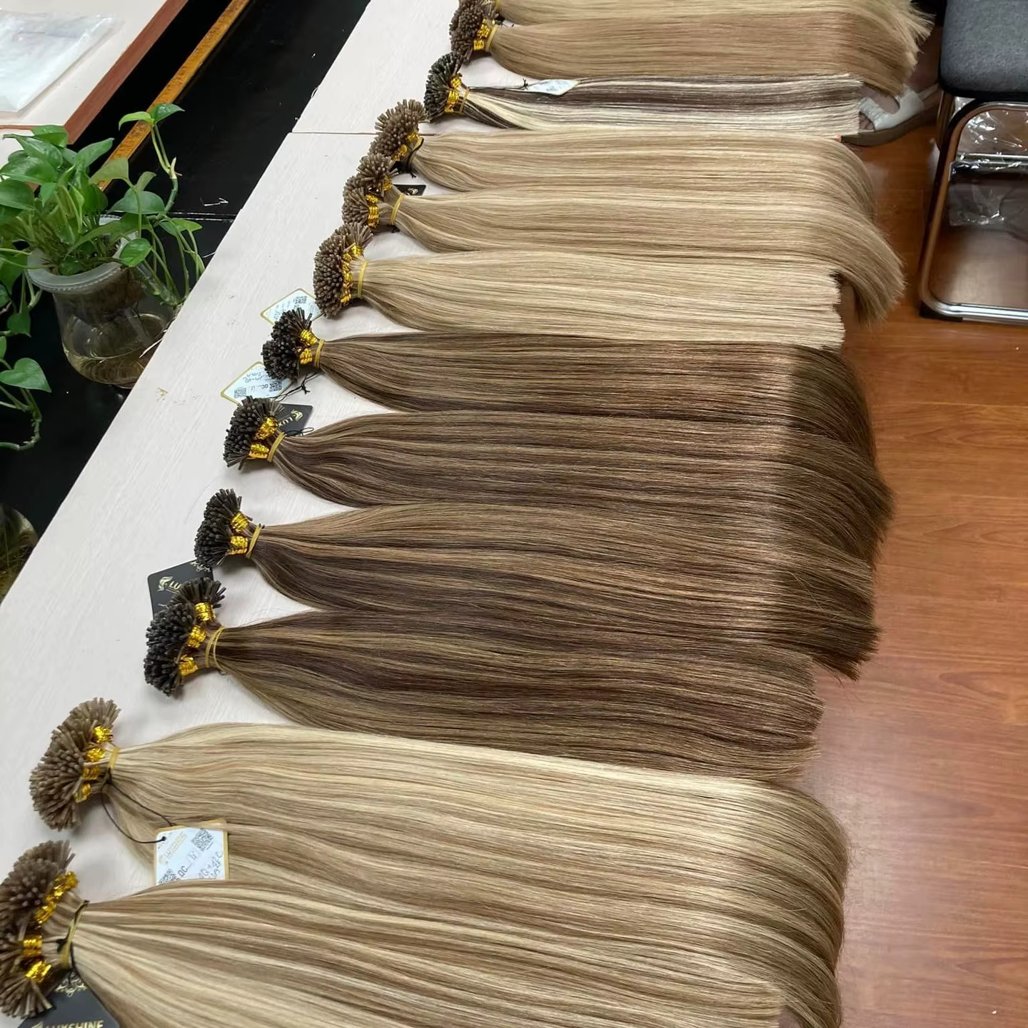 Extensions de cheveux droites I Tip Extensions de cheveux naturels de Fusion humaine réelle 50 pièces/ensemble Capsule de kératine couleur marron blond 18-30 pouces