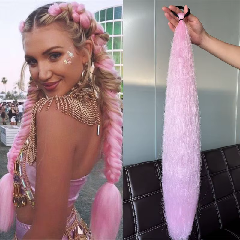 1 pièce d'extension de queue de cheval synthétique colorée avec élastique
